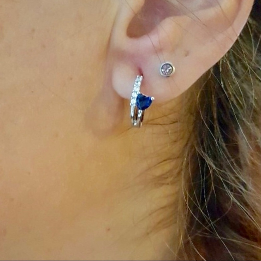 LAST ONE‼️ 925 Sterling Silver Sapphire Earrings - Picture 8 of 9